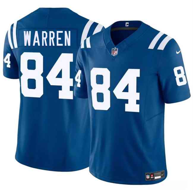 Men's Indianapolis Colts #84 Tyler Warren Blue 2025 Draft F.U.S.E. Vapor Limited Stitched Football Jersey